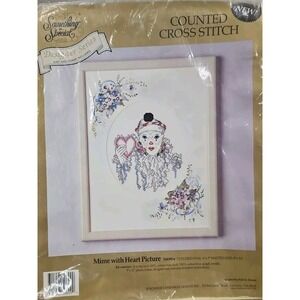 Mime with a Heart cross stitch kit By Something Special 6x7 W/frame 9x12